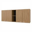 FM FURNITURE Luray Wall Cabinet Four Doors Engineered Wood Natural Oak