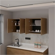 FM FURNITURE Luray Wall Cabinet Four Doors Engineered Wood Natural Oak