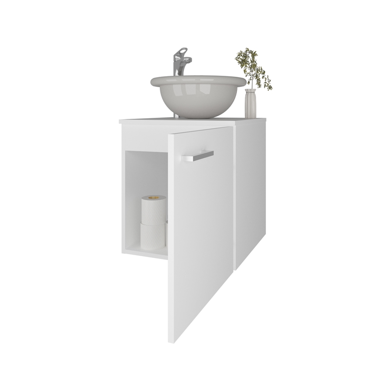 FM FURNITURE Pirtleville  Bathroom Vanity with Integrated Sink and Faucet White