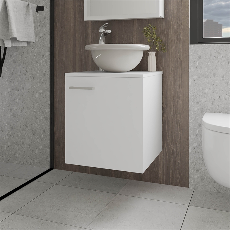 FM FURNITURE Pirtleville  Bathroom Vanity with Integrated Sink and Faucet White
