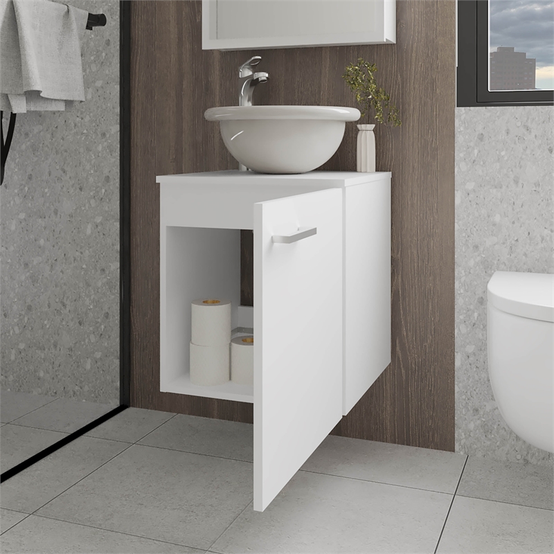 FM FURNITURE Pirtleville  Bathroom Vanity with Integrated Sink and Faucet White