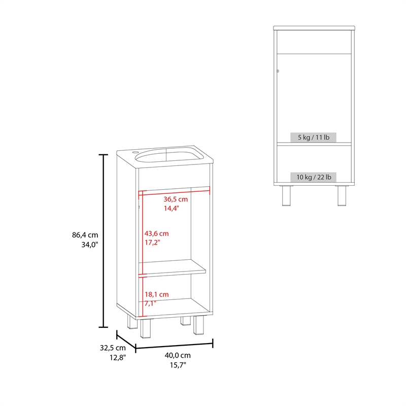 FM FURNITURE Quartzsite Bathroom Vanity with Integrated Sink and Faucet White