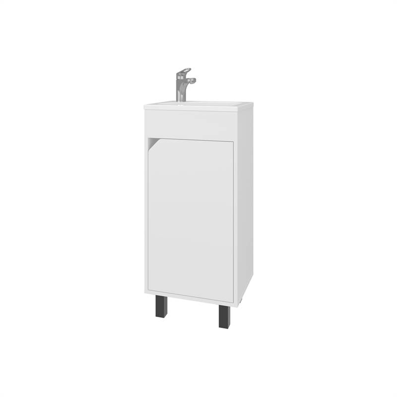FM FURNITURE Quartzsite Bathroom Vanity with Integrated Sink and Faucet White