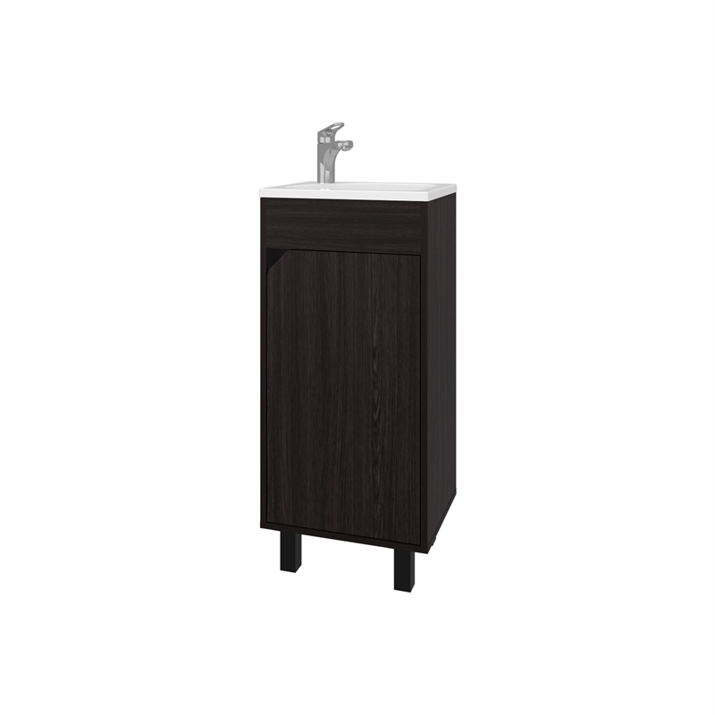 FM FURNITURE Quartzsite Bathroom Vanity with Integrated Sink and Faucet Wengue