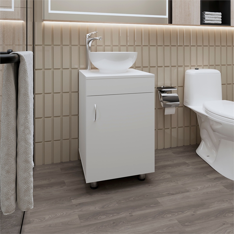 FM FURNITURE Loli Bathroom Vanity with Integrated Sink White