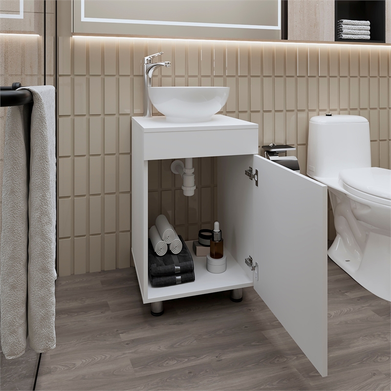 FM FURNITURE Loli Bathroom Vanity with Integrated Sink White