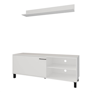 FM FURNITURE Bitter Springs Tv Stand 65 in melamine with pneumatic arms White