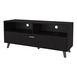FM FURNITURE Black City Tv Stand 60 with Open Storage and 1 Door Wengue