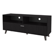 FM FURNITURE Black City Tv Stand 60 with Open Storage and 1 Door Wengue