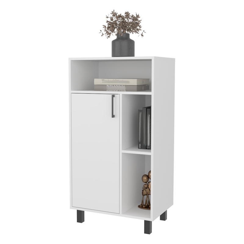 FM FURNITURE Blackwater Cabinet with Open Storage and 1 Door White