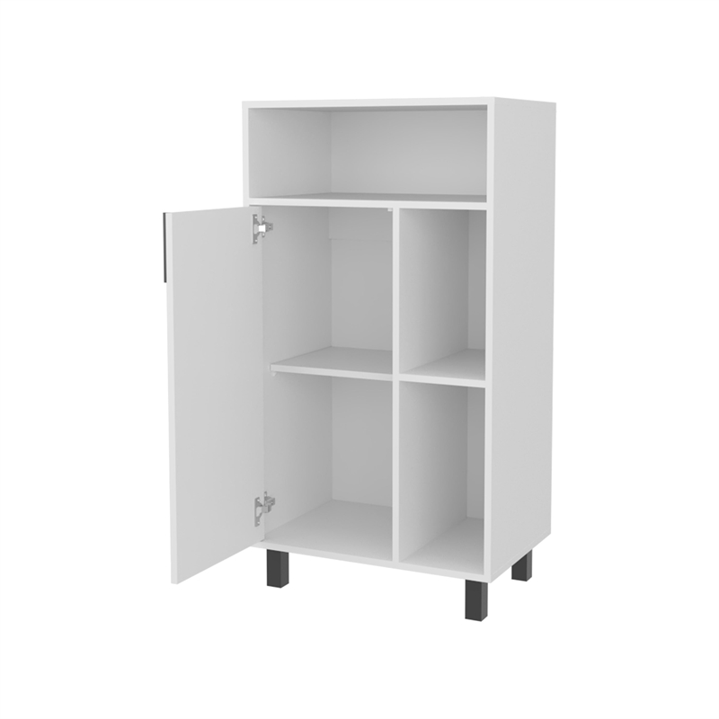 FM FURNITURE Blackwater Cabinet with Open Storage and 1 Door White