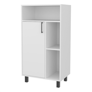 FM FURNITURE Blackwater Cabinet with Open Storage and 1 Door White