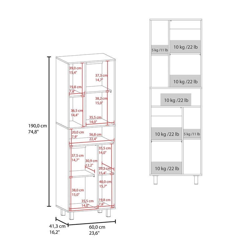 FM FURNITURE Buckshot Kitchen Pantry with Open Storage and 2 Doors White