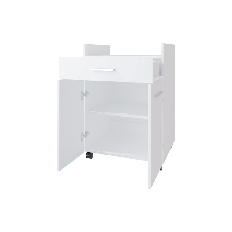 FM FURNITURE Burnside Kitchen Cart with 2 Doors and 1 Drawer White
