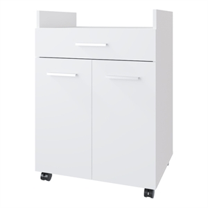 FM FURNITURE Burnside Kitchen Cart with 2 Doors and 1 Drawer White
