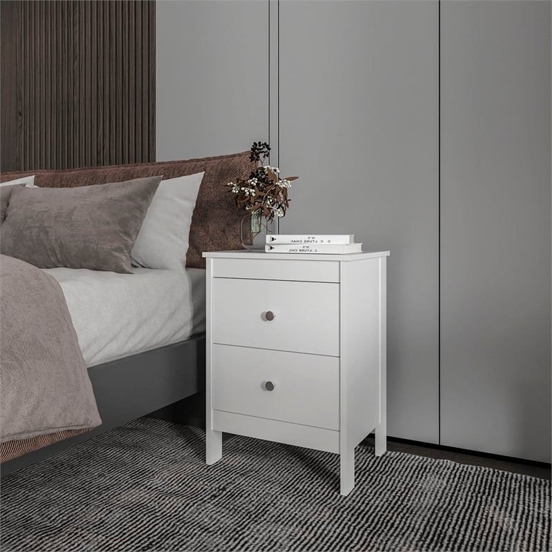FM FURNITURE Nogales NightStand with 2 Drawers White