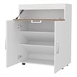 FM FURNITURE North Fork Shoe Rack Pneumatic Lift-Up Compartment White/NaturalOak