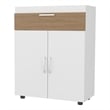 FM FURNITURE North Fork Shoe Rack Pneumatic Lift-Up Compartment White/NaturalOak