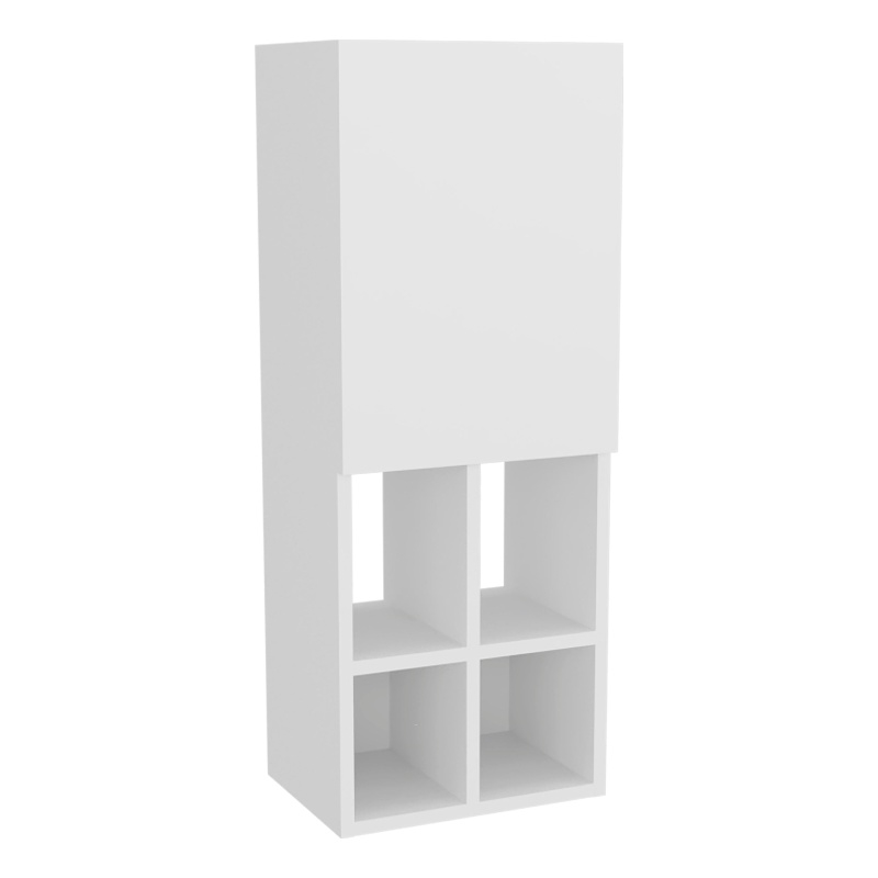 FM FURNITURE Two Wall-Mounted Bathroom Cabinet with Open an Closed Storage White
