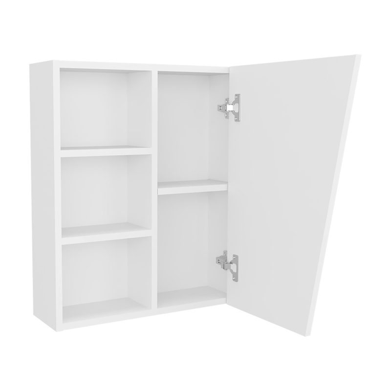 FM FURNITURE Pinedale Medicine Cabinet with Mirrored Door and Open Storage White