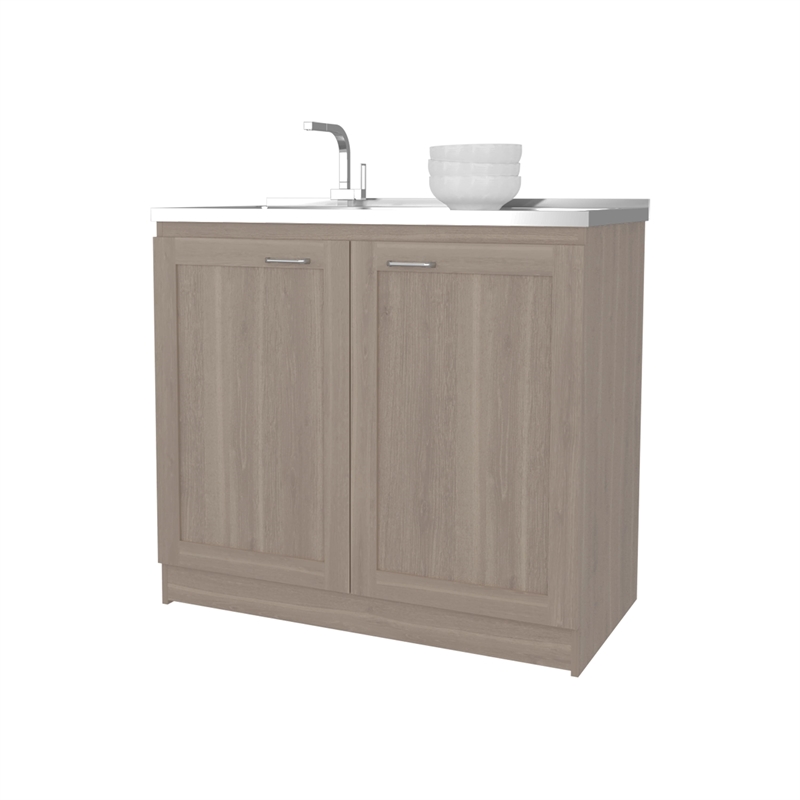 FM FURNITURE Haivana Utility Sink Base Cabinet with Double Doors White Oak