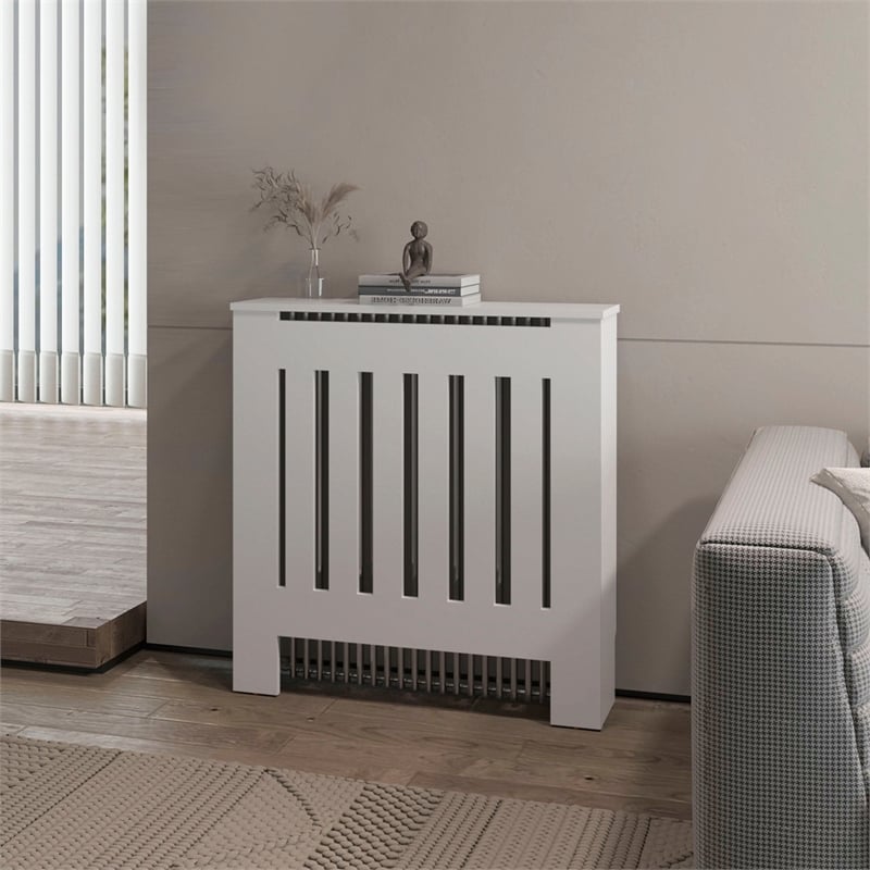 FM FURNITURE Rio Radiator Cover with Storage Space Saving Design White