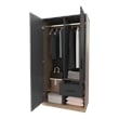 FM FURNITURE Lugoff Wardrobe with Two Doors and Drawer Matt Grey and Natural Oak