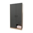 FM FURNITURE Lugoff Wardrobe with Two Doors and Drawer Matt Grey and Natural Oak