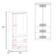 FM FURNITURE Wardrobe Berlin Two Doors Hanging Rod Two Shelves Shoe Rack Wengue