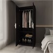 FM FURNITURE Wardrobe Berlin Two Doors Hanging Rod Two Shelves Shoe Rack Wengue