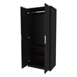 FM FURNITURE Wardrobe Berlin Two Doors Hanging Rod Two Shelves Shoe Rack Wengue