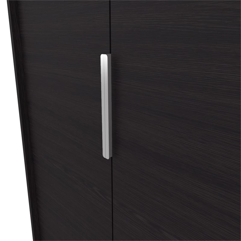 FM FURNITURE Wardrobe Berlin Two Doors Hanging Rod Two Shelves Shoe Rack Wengue