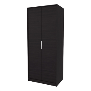 FM FURNITURE Wardrobe Berlin Two Doors Hanging Rod Two Shelves Shoe Rack Wengue