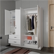 FM FURNITURE Hilda Wardrobe Multistorage with Two Mirrors White