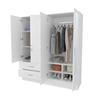 FM FURNITURE Hilda Wardrobe Multistorage with Two Mirrors White