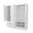 FM FURNITURE Hilda Wardrobe Multistorage with Two Mirrors White