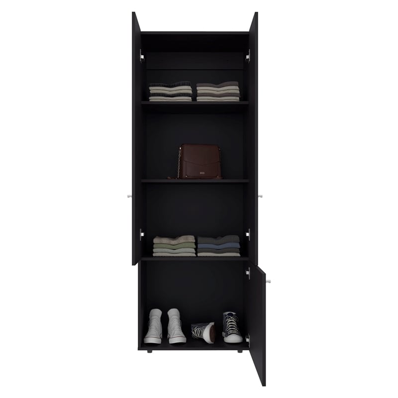 FM FURNITURE Tolleson 3 Doors Tall Wardrobe Cabinet with 4 Shelves Wenge