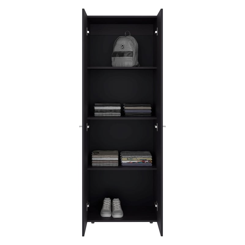 FM FURNITURE World 2 Door Tall Wardrobe Cabinet 4 Shelves Vertical Storage Wenge