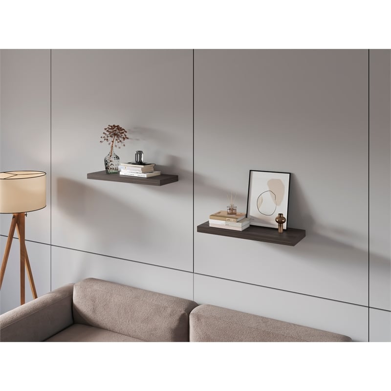 FM FURNITURE Iva Floating shelf in melamine x2 Sienna Oak