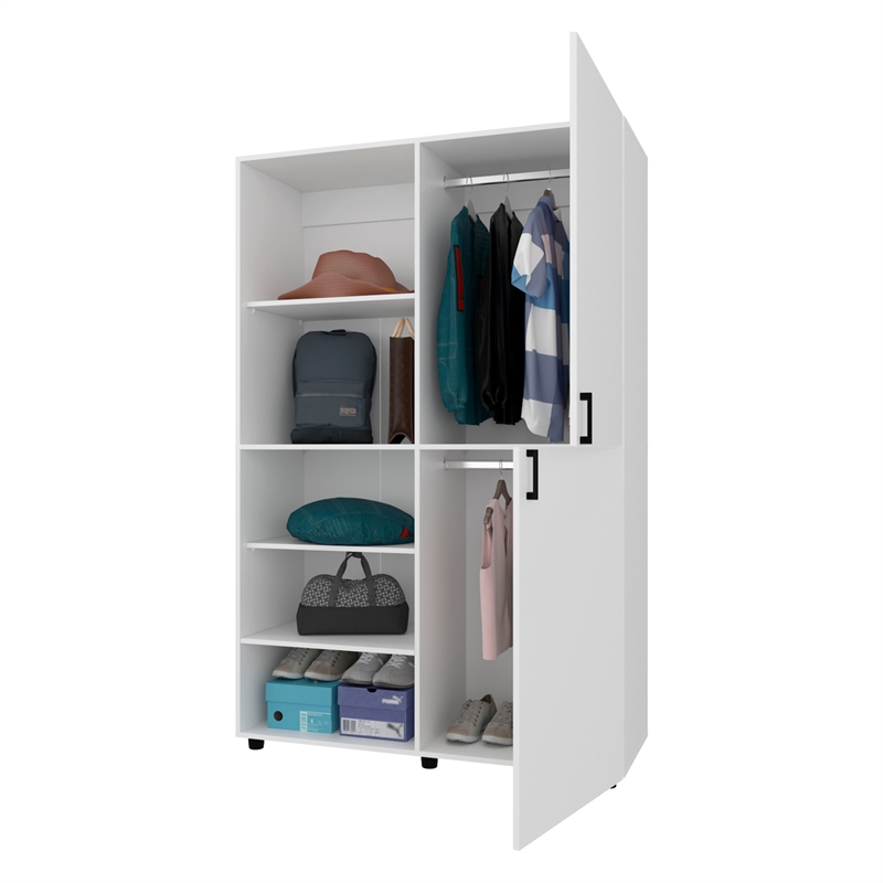 FM FURNITURE Ollie 2 Door Wardrobe with Open Storage White