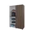FM FURNITURE Ollie 2 Door Wardrobe with Open Storage Grey Walnut and White