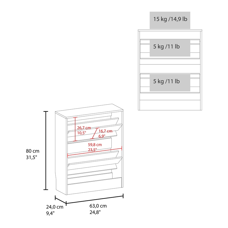 FM FURNITURE Ozzy Shoe Cabinet 2 Tilt Out Doors and Internal Supports White
