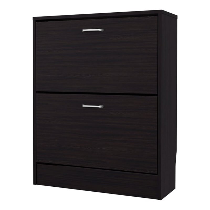 FM FURNITURE Ozzy Shoe Cabinet 2 Tilt Out Doors and Internal Supports Wenge
