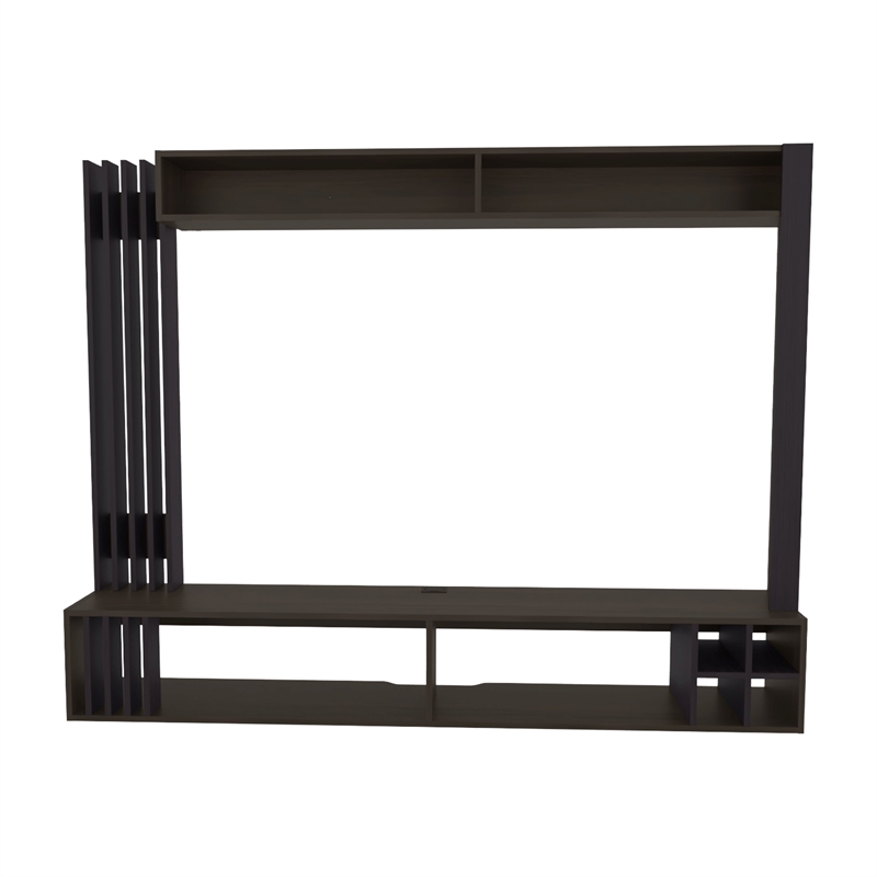 FM FURNITURE Franklin Entertainment Center with Open Storagand for Wine Wenge