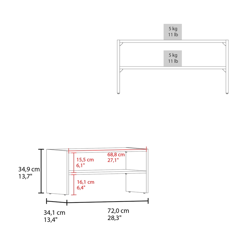 FM FURNITURE Norris shoe rack in melamine with 2 shelves Wenge