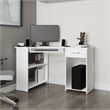 EKKO Corner Computer Desk L-Shaped Home Office Desk with CPU Space White