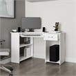EKKO Corner Computer Desk L-Shaped Home Office Desk with CPU Space White