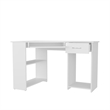 EKKO Corner Computer Desk L-Shaped Home Office Desk with CPU Space White