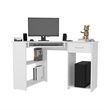 EKKO Corner Computer Desk L-Shaped Home Office Desk with CPU Space White