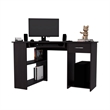 EKKO Corner Computer Desk L-Shaped Home Office Desk with CPU Space Wenge